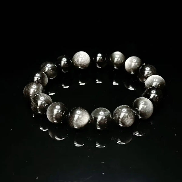 Silver Obsidian Protection Bracelet