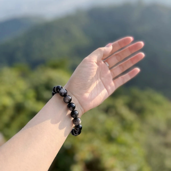 Silver Obsidian Protection Bracelet