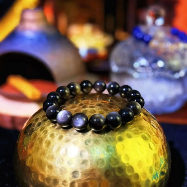 Silver Obsidian Protection Bracelet